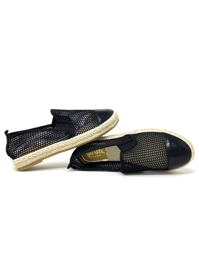 Sparkle by Glitter Fashion Espadrille Flats - Black