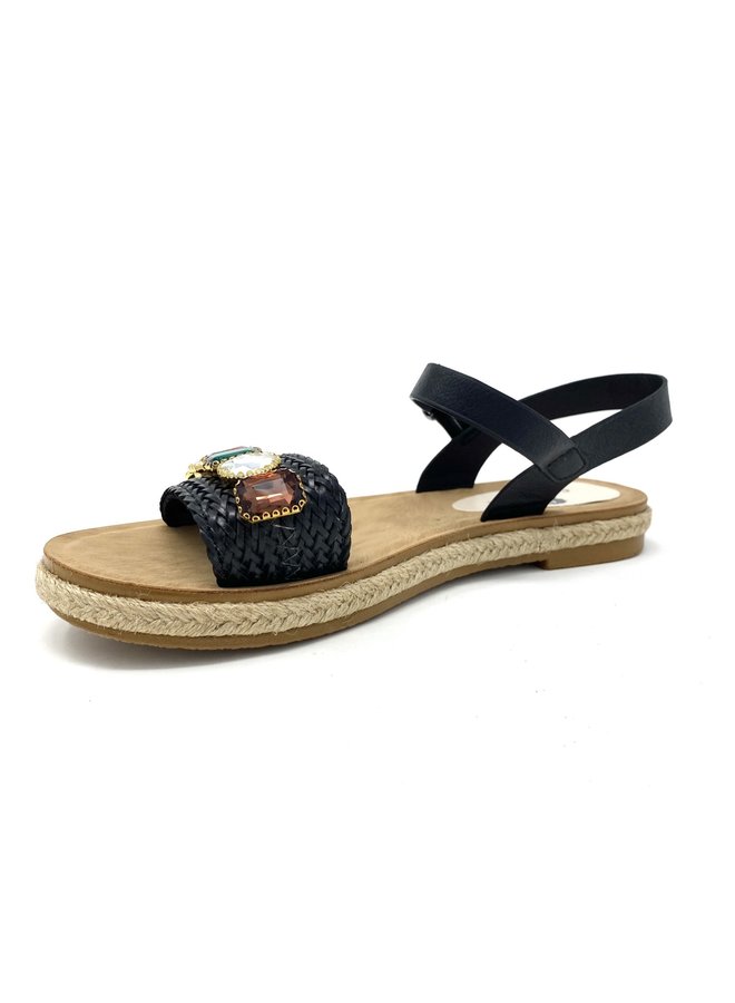 Victoria Flat Sandals - Black