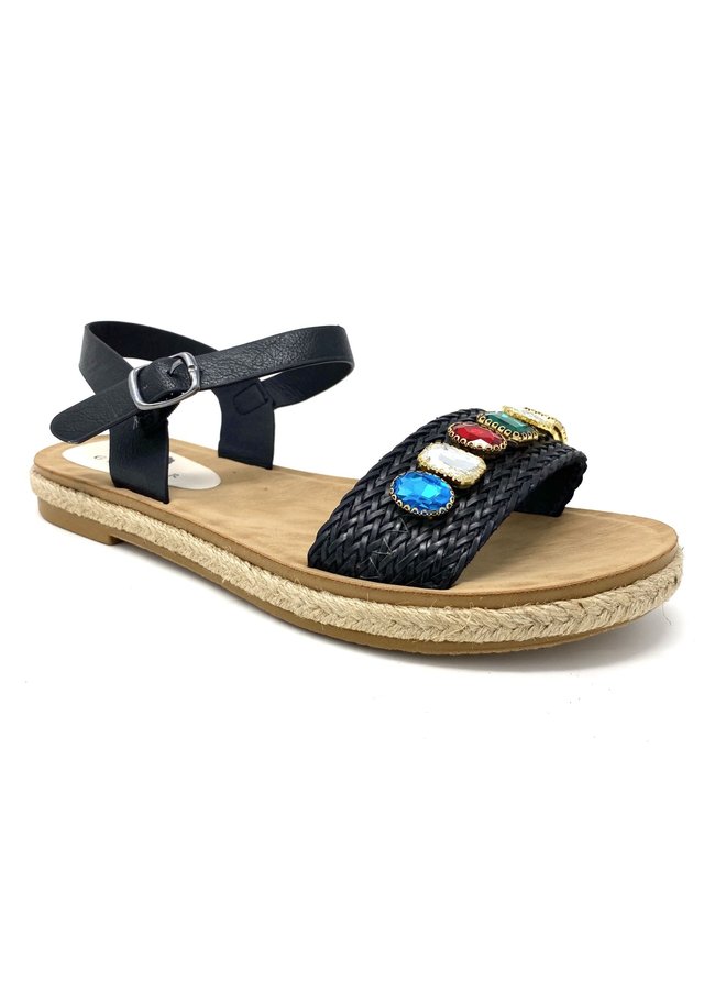 Victoria Flat Sandals - Black