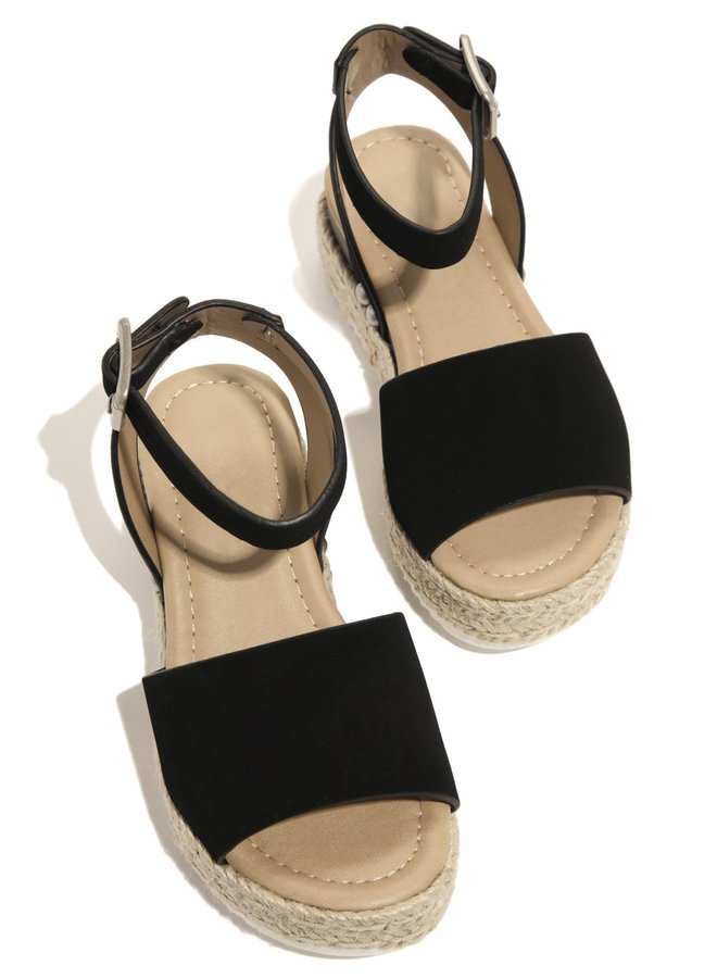 Hazel Girl Espadrille Sandals - Black