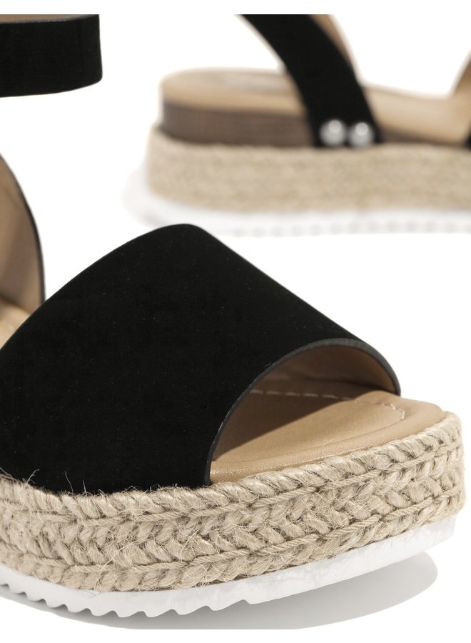 Hazel Girl Espadrille Sandals - Black