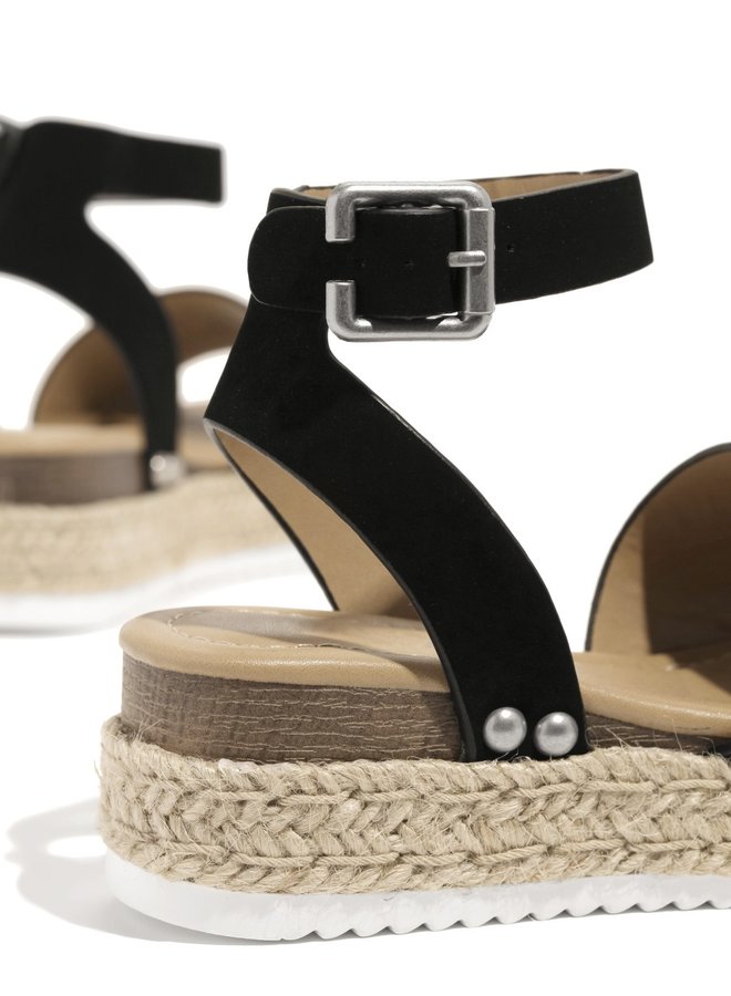 Hazel Girl Espadrille Sandals - Black