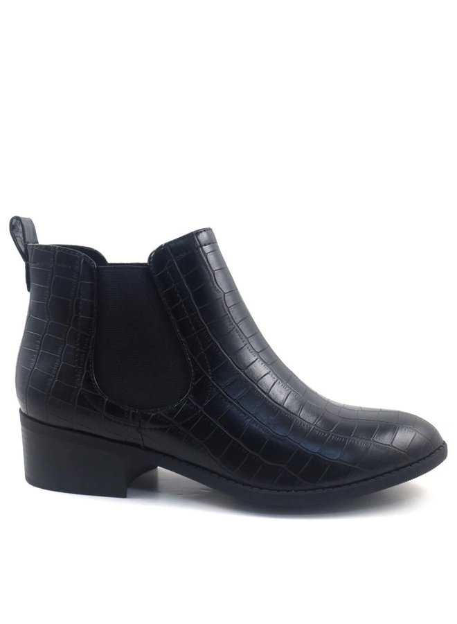 Code Ankle Booties - Croco Black