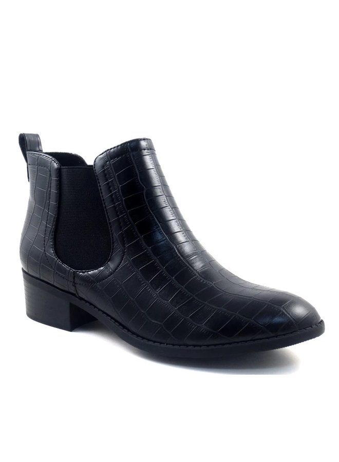 Code Ankle Booties - Croco Black