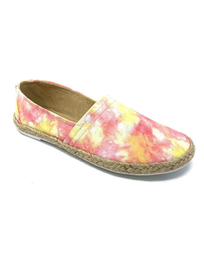 Betsy Espadrille Flats - Pink/Yellow Tie dye