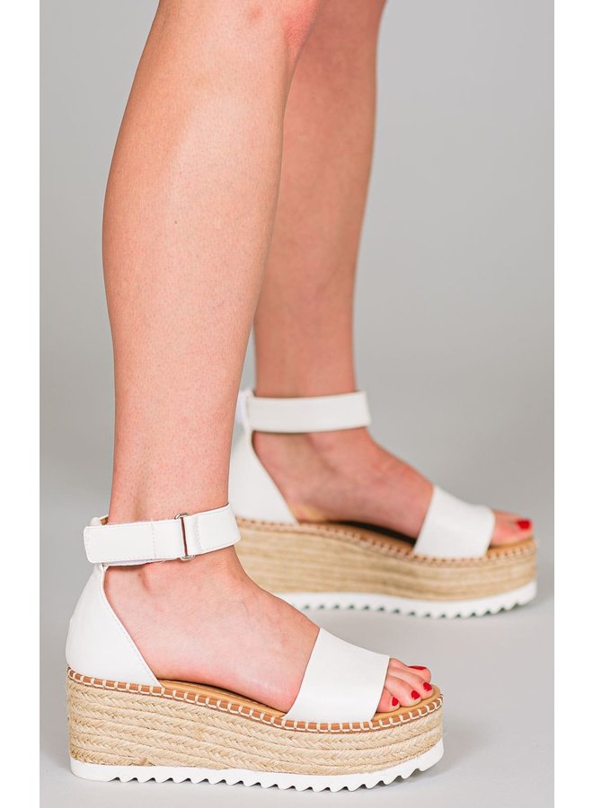Tulum Platform Sandals - White Pu
