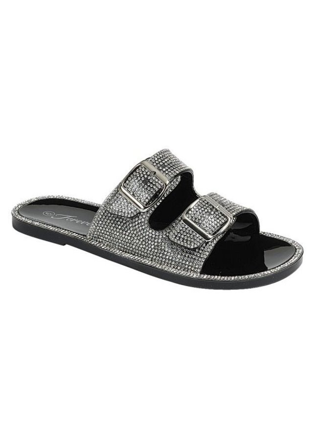 Black glitter jelly sandals clearance