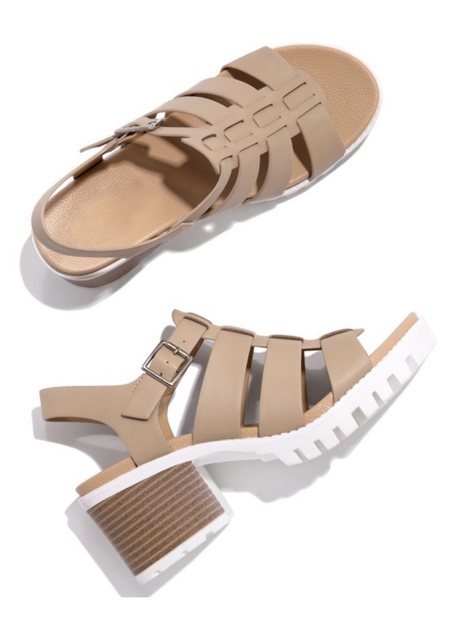 Emi Low Heel Sandal - Taupe