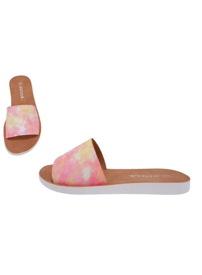 Efron Flat Sandals - Pink/Yellow T-Dye