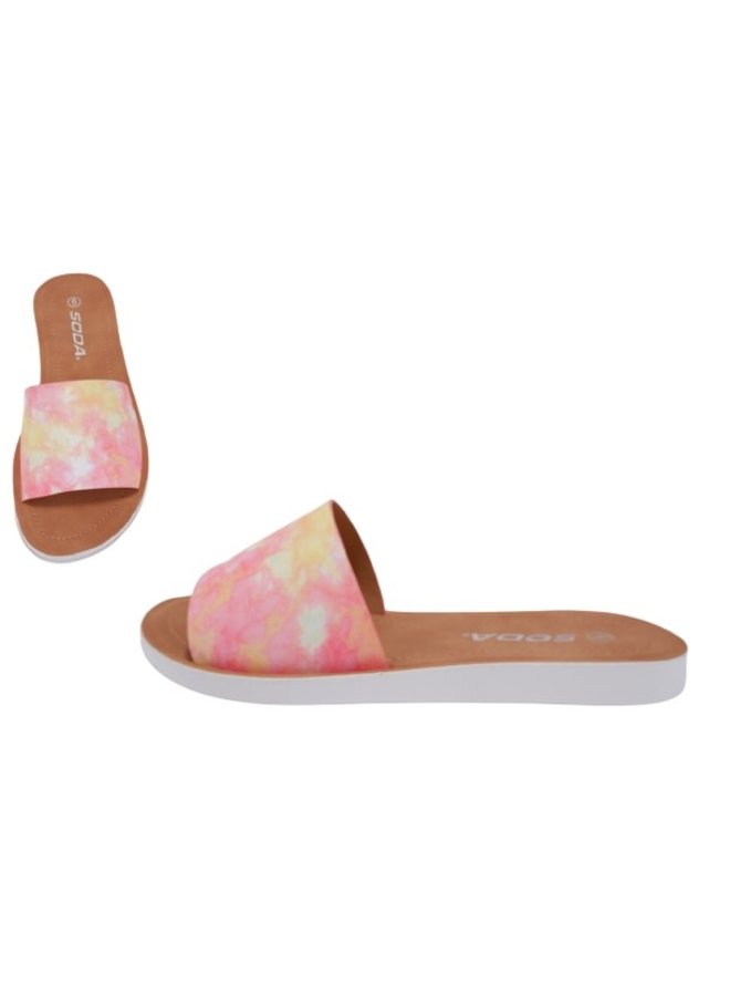 Efron Flat Sandals - Pink/Yellow T-Dye