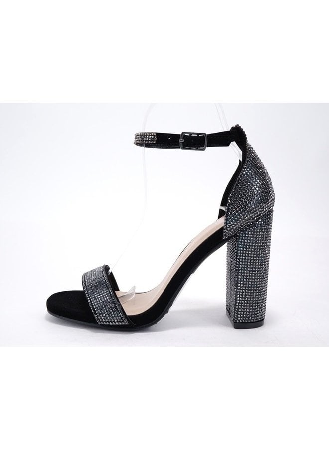 Women's Glitter Block Heel Sandals Trendy Cross Strap - Temu