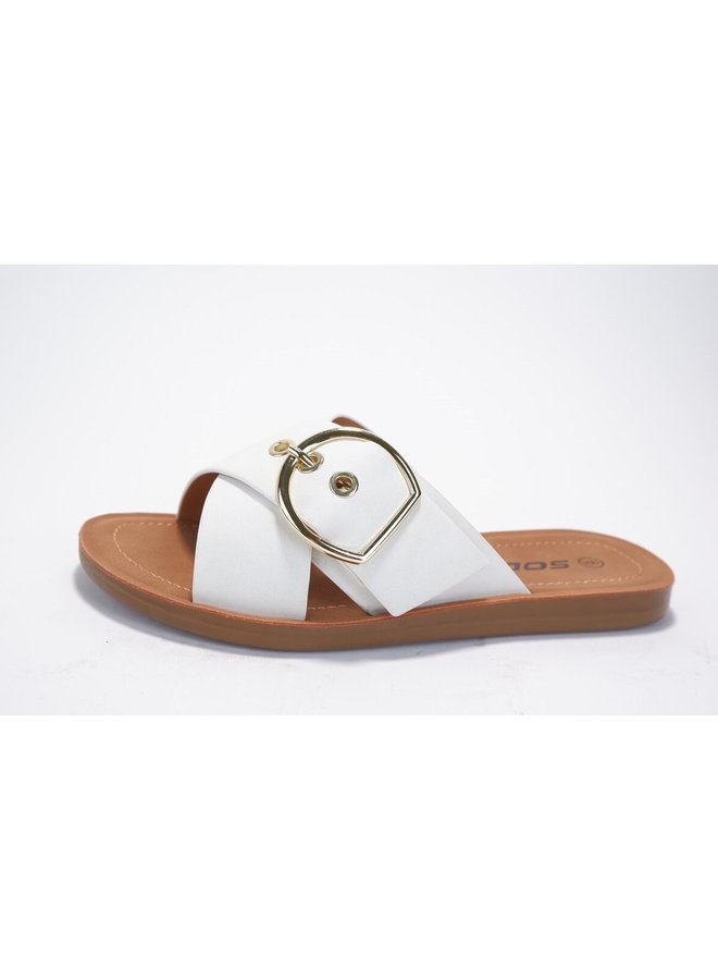 Graphic Comfy Sandals - White