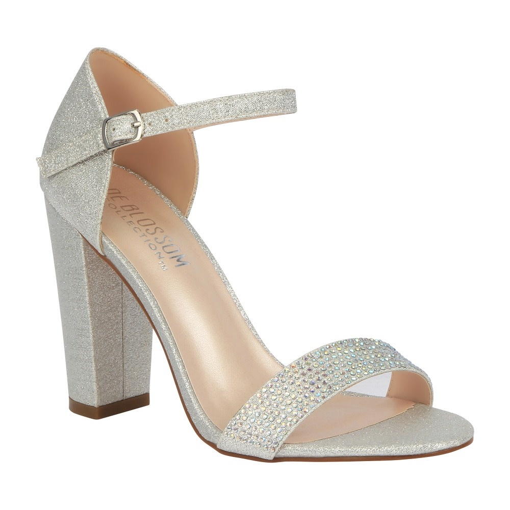 De Blossom Collection Celina-12 Party Heel - Silver - GLITTER FASHION