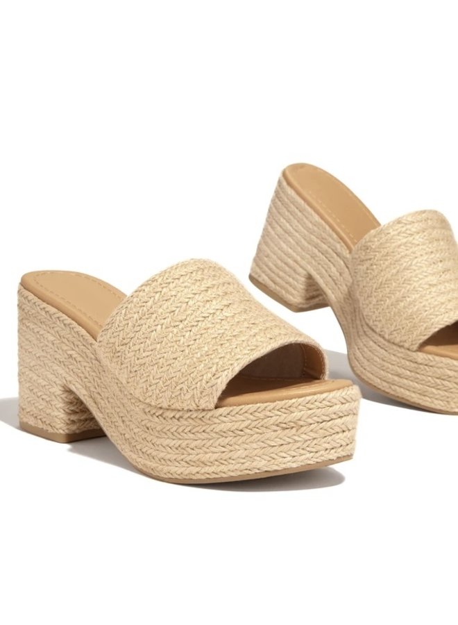 Bertha Espadrille Platform - Lt Tan