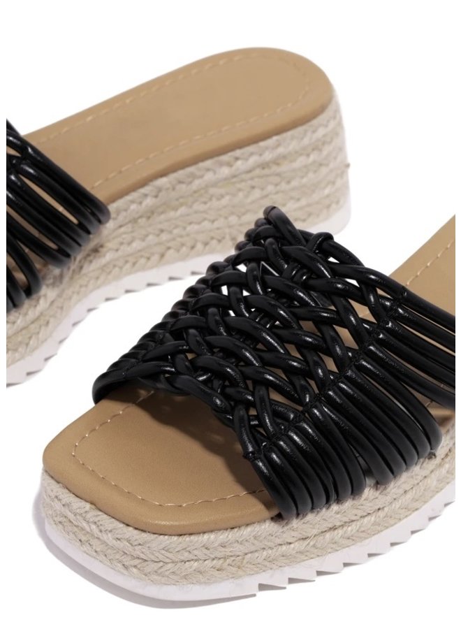 Uranus Wedge Sandals - Black