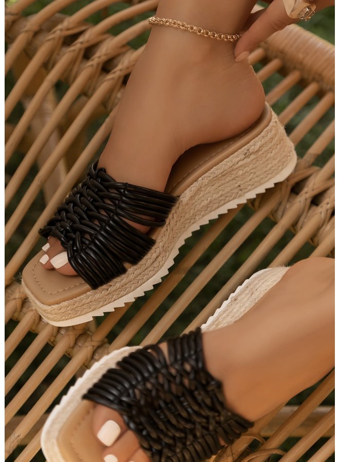 Uranus Wedge Sandals - Black