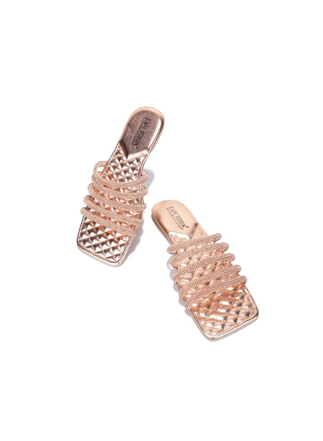 Ancora Flat Sandals - Rose Gold
