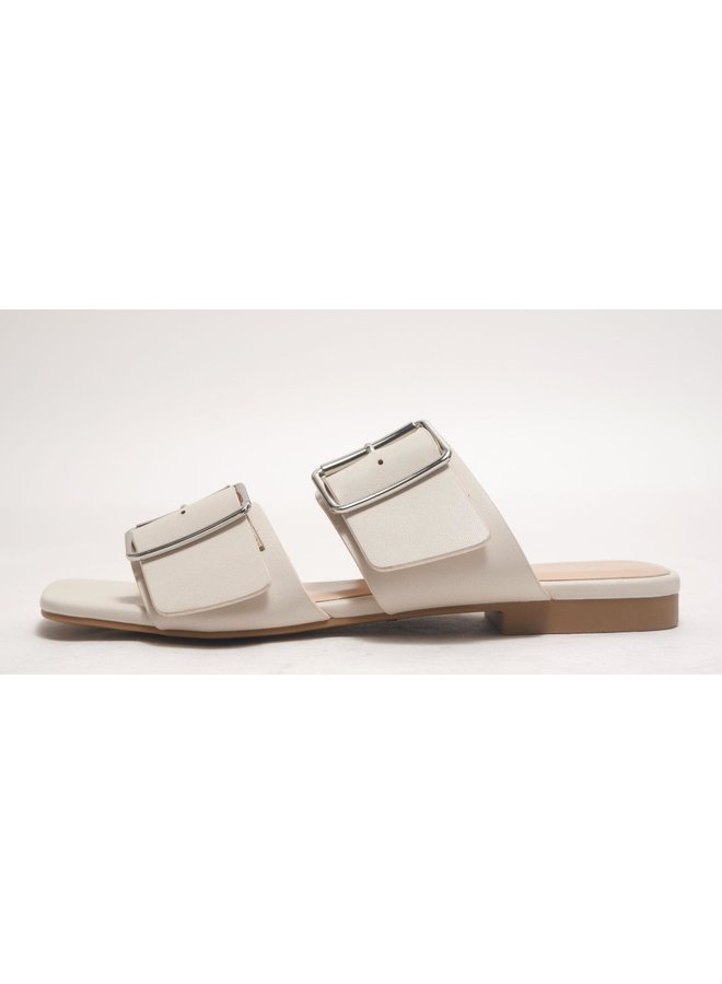 Subject Flat Sandal - Bone Pu