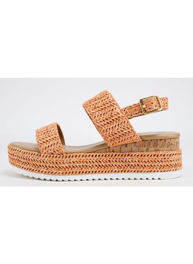 Haiya Platform Sandals - Orange Raffia