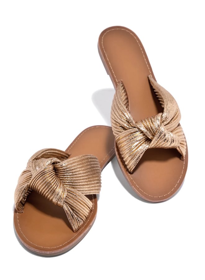 Maggie  Flat Sandal - Gold