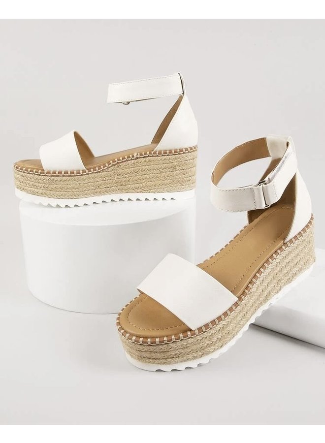 Tulum Platform Sandals - White Pu