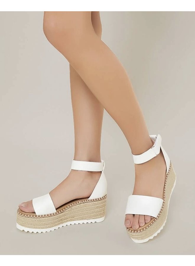 Tulum Platform Sandals - White Pu