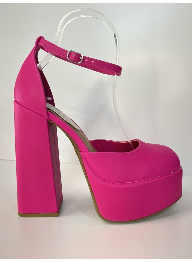 Barbie Casual Heel - Hot Pink Pu - GLITTER FASHION