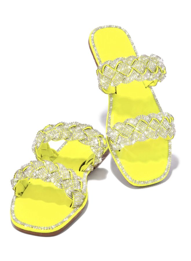 Maddy Kayra Flat Sandal - Neon Yellow