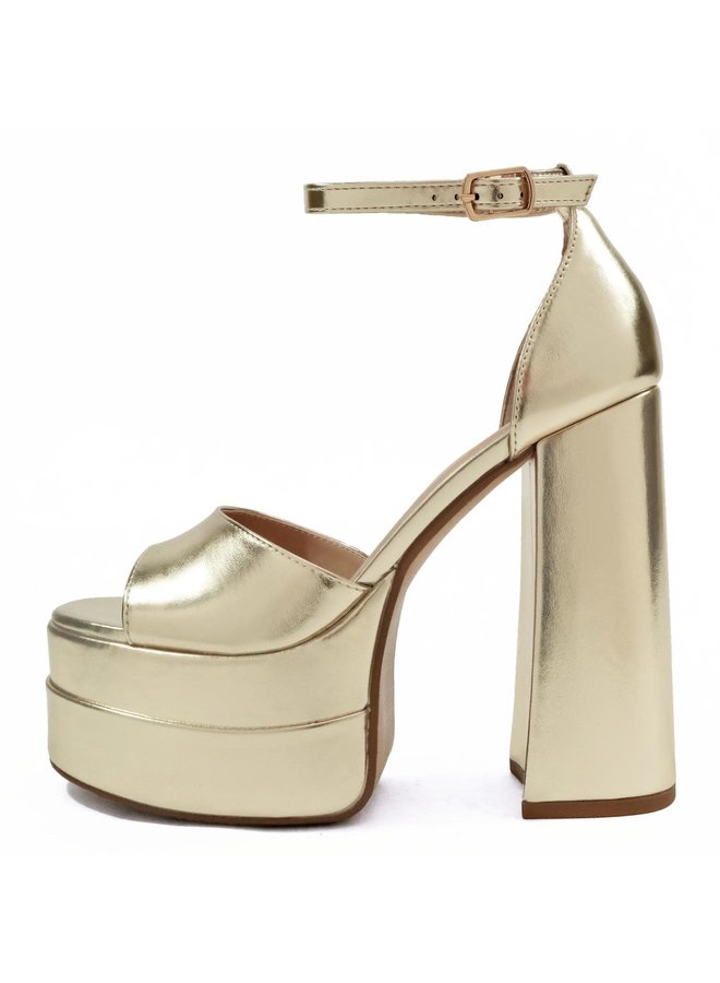 Kissme Casual Heel - Gold Metallic Pu