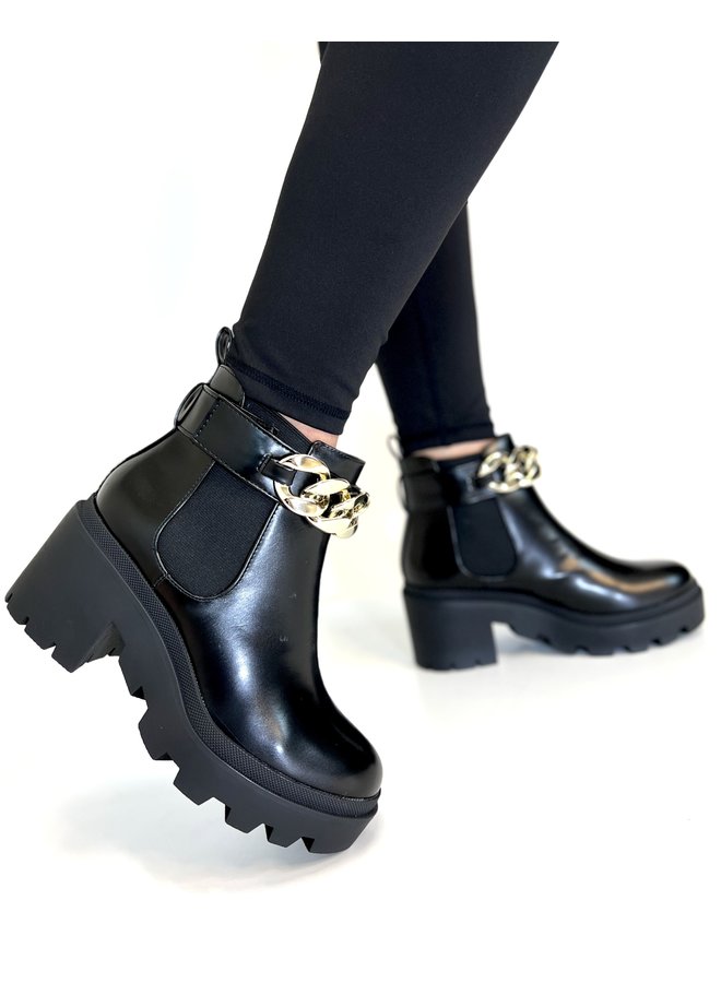 Leanna Casual Bootie  - Black Pu