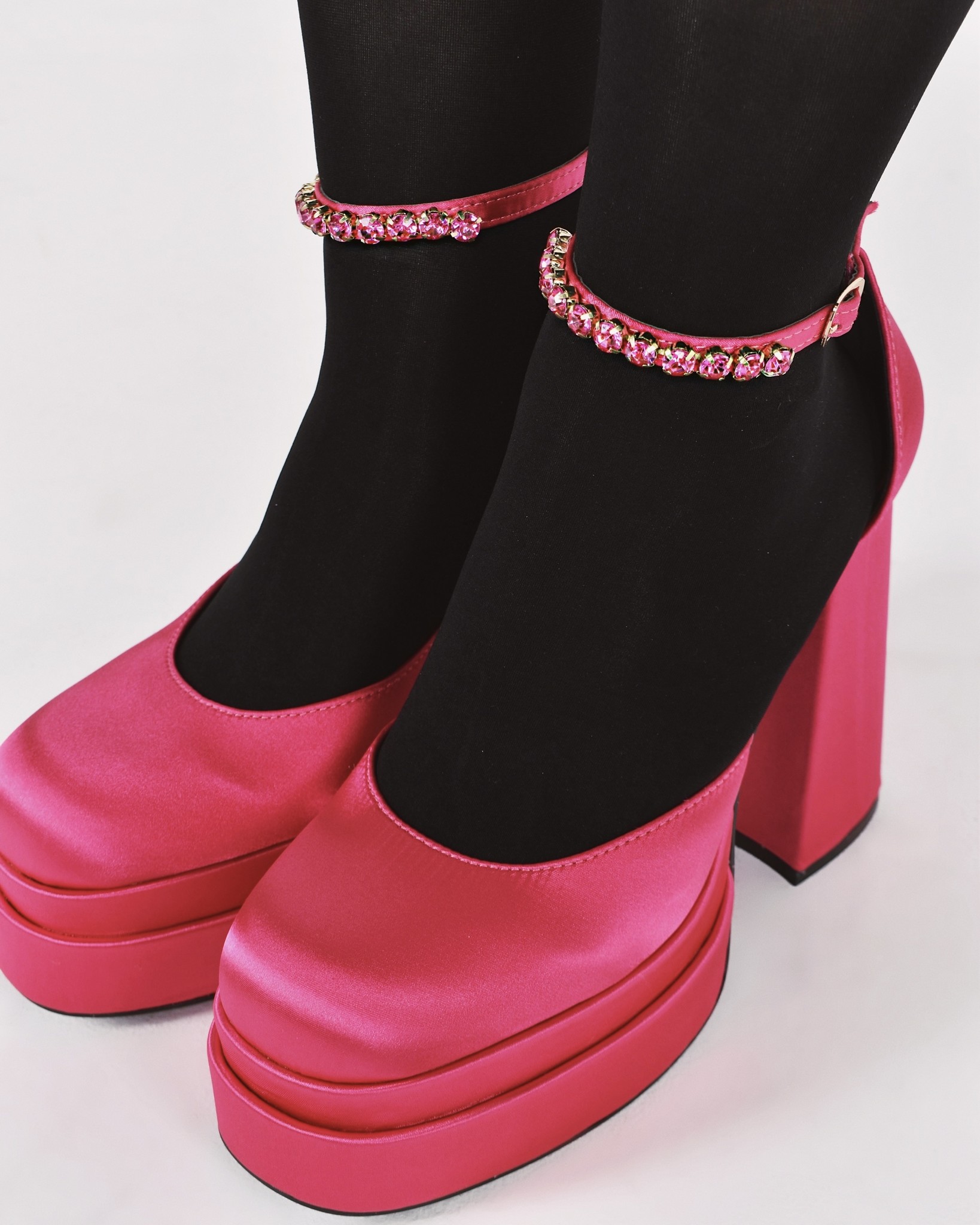 Versace Casual Heels - Fuchsia Satin