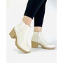 Origami Ankle Boot - Bone Patent