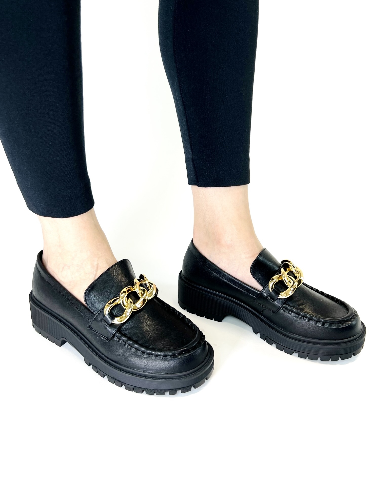 Chief Casual Loafers - Black PU - GLITTER FASHION