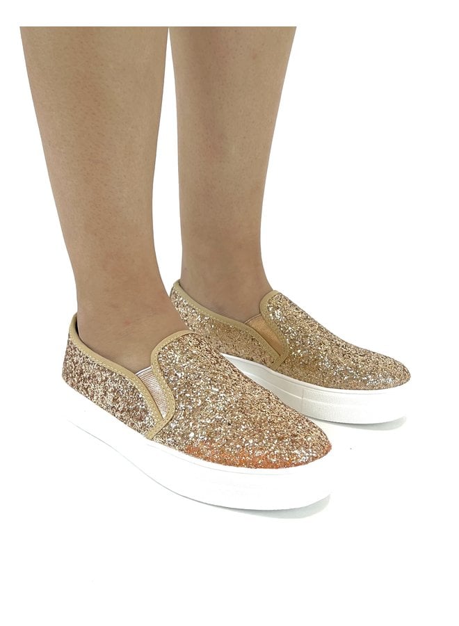 Higher Glitz Casual Sneaker - Rose Gold Glitter