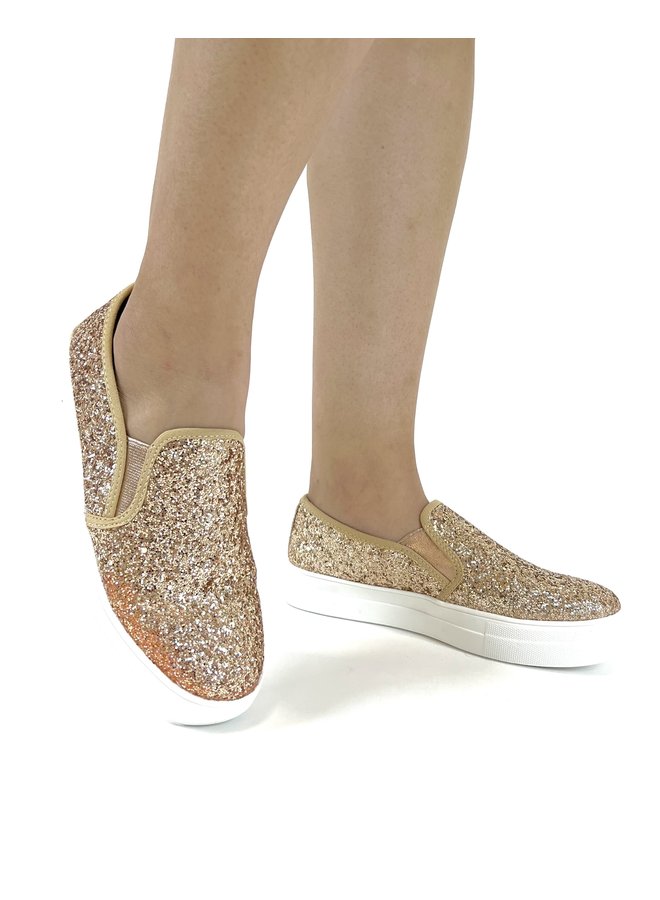 Higher Glitz Casual Sneaker - Rose Gold Glitter