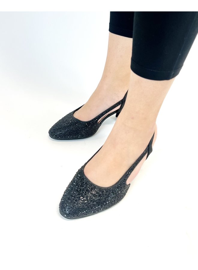 Gloria-28w Dressy Heel - Black Shimmer