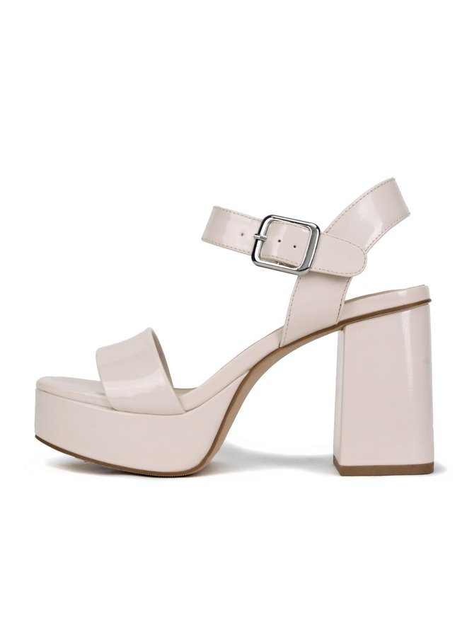 Macey Casual Heels - Ivory Patent