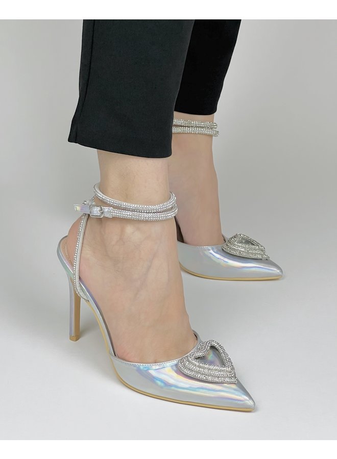 Broken Lies Dressy Heels - Silver Holographic