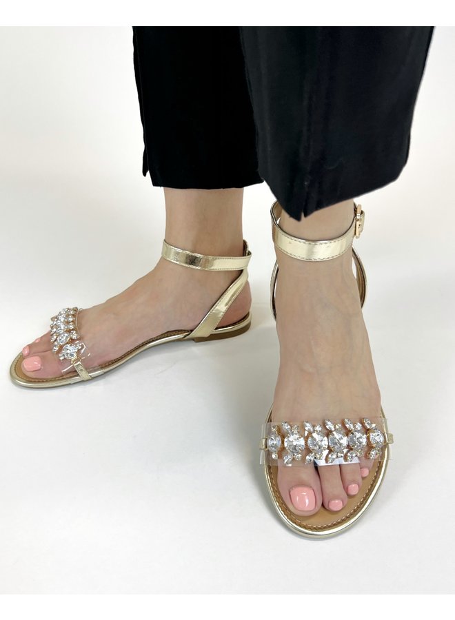 Glare-02 Flat Sandal - Gold