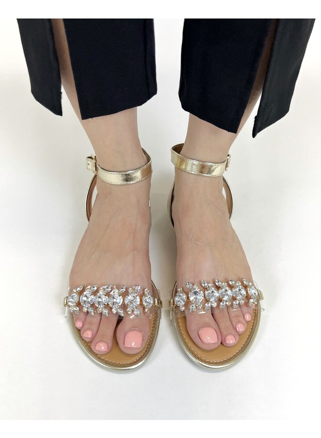 Glare-02 Flat Sandal - Gold