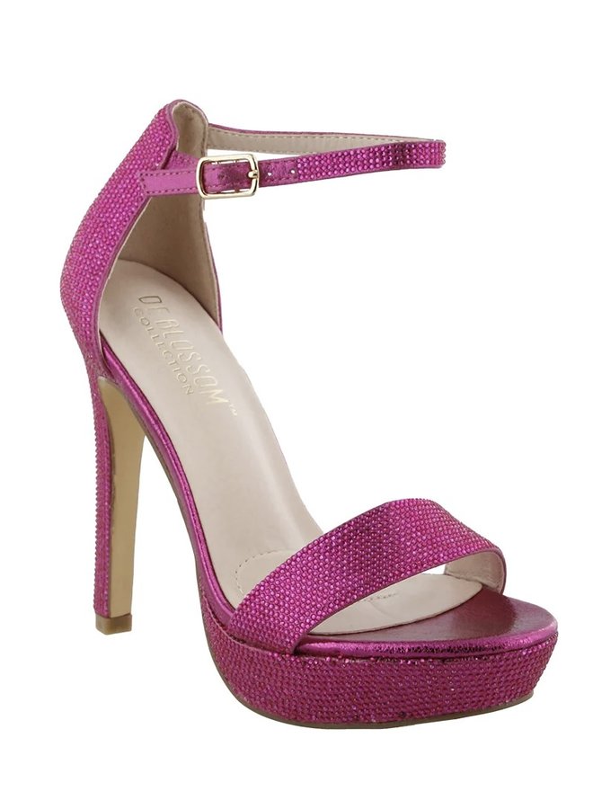 Claire-13  Dressy Heel - Hot Pink Shimmer