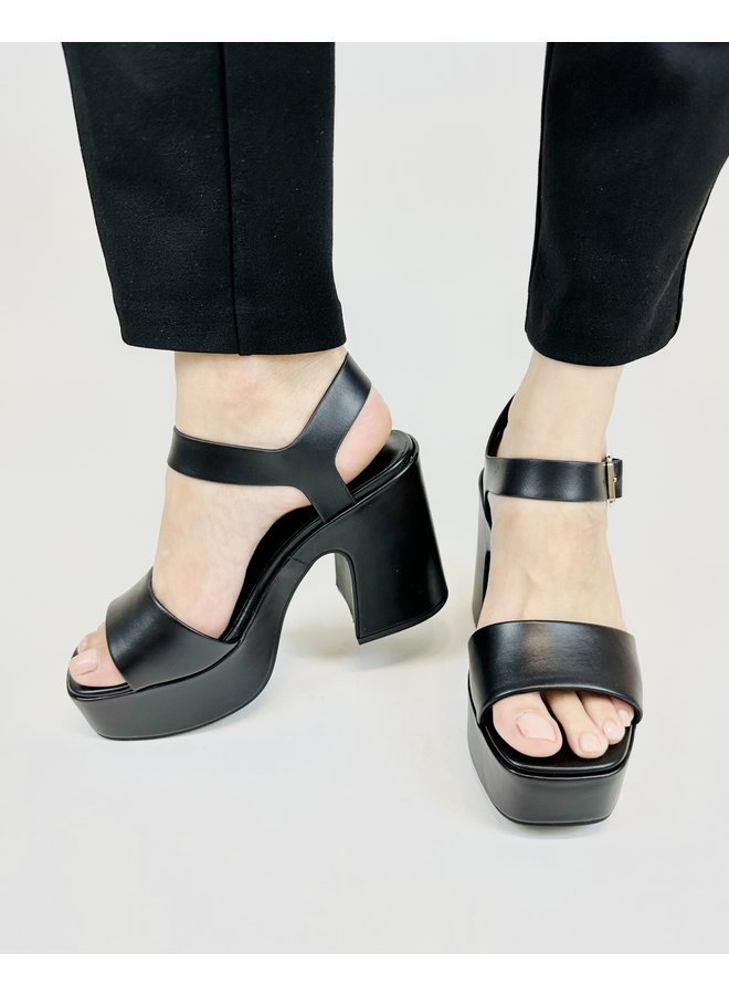 Launch Casual Heels - Black Pu