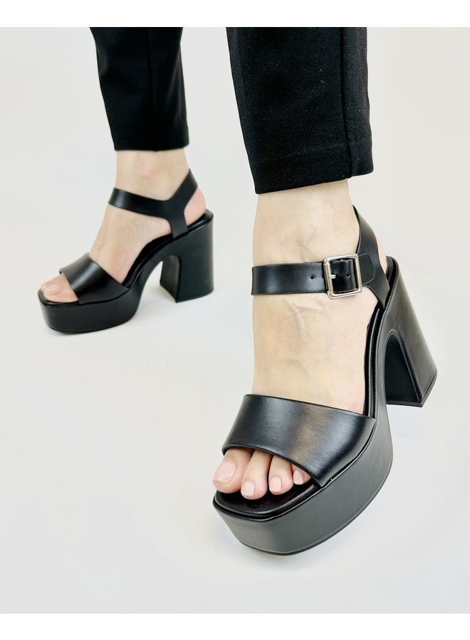 Launch Casual Heels - Black Pu