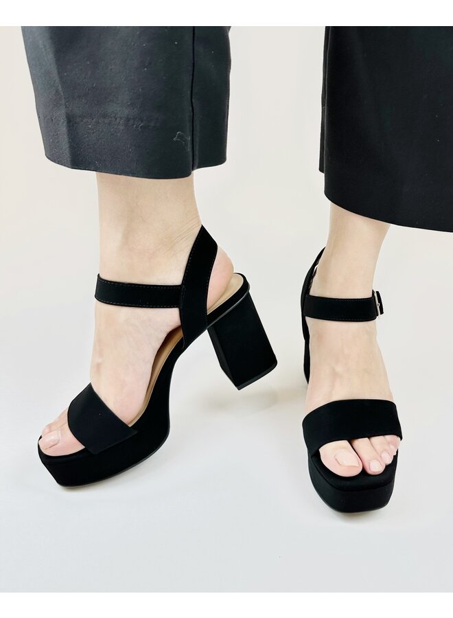 Macey Casual Heels - Black Nubuck