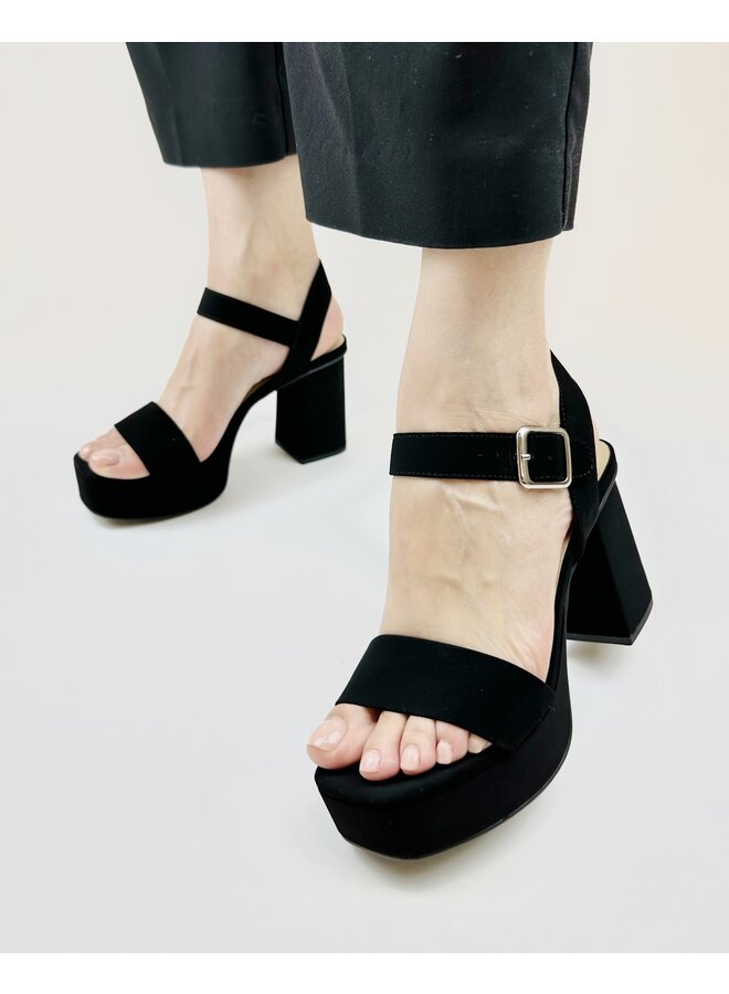 Macey Casual Heels - Black Nubuck