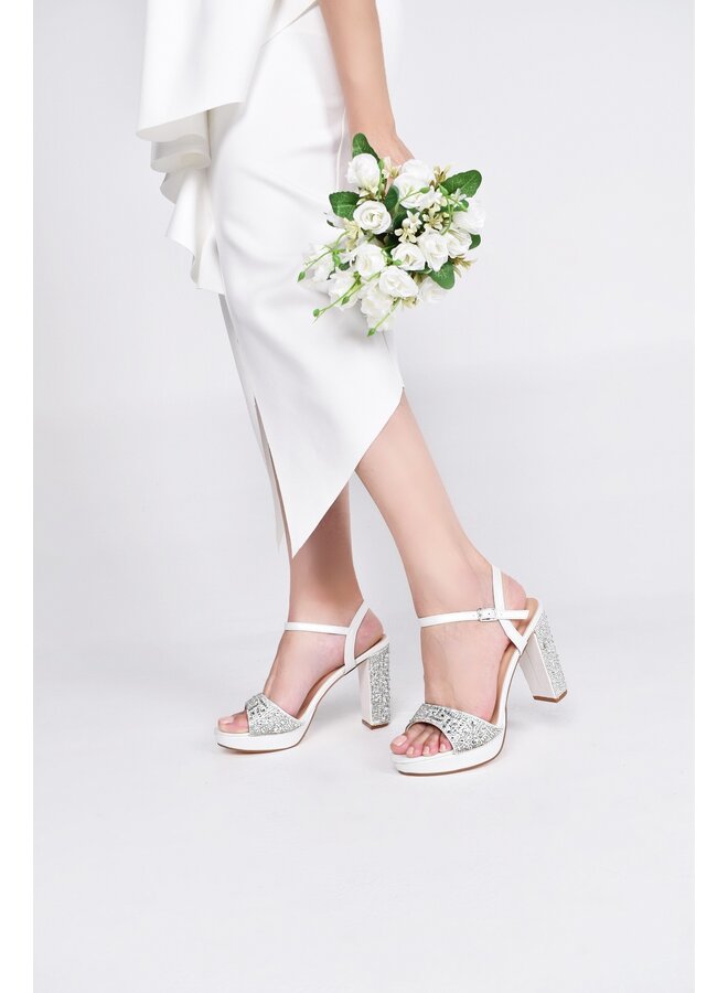 Peace Dressy Heels -White Shimmer