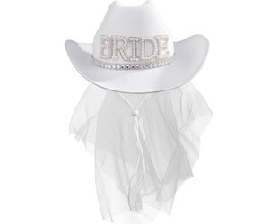 Pearl & Rhinestone Stud Bride Cowboy Hat - GLITTER FASHION display picture 1
