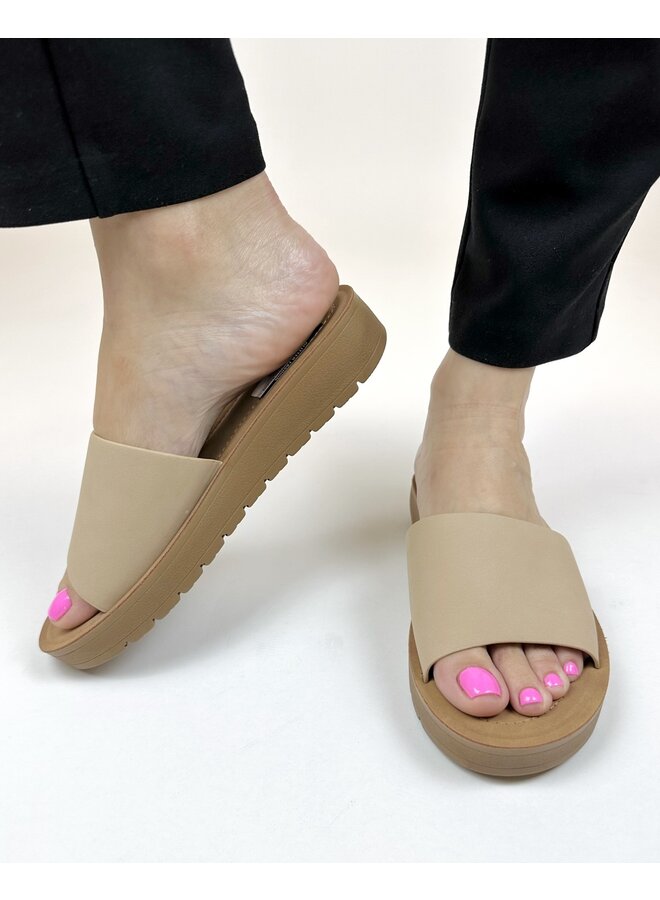 Marlee-1 Flat Sandals - Nude Nubuck