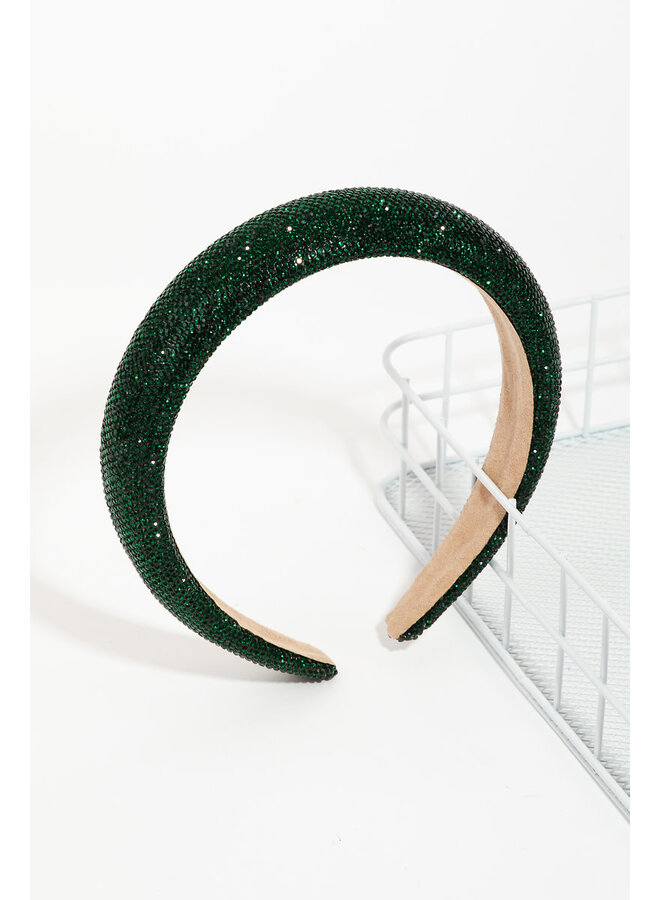 Rhinestone Cushion Headband - Emerald