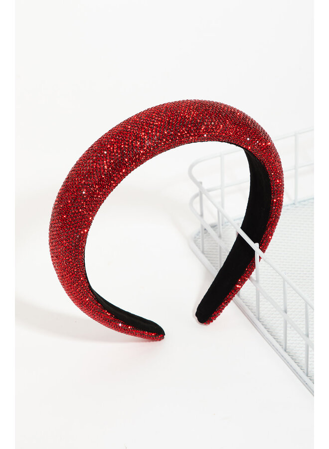 Rhinestone Cushion Headband - Red